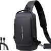 USB Charging Sport Sling Anti-theft Shoulder Bag, Anti Theft Sling Bag for Men and Women in Color Black